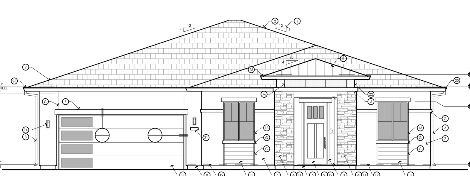The architect's front elevation at the same scale