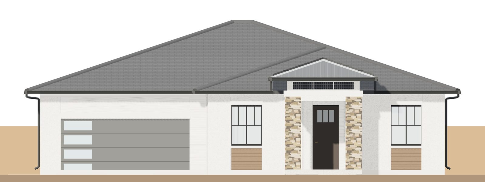 Straight-on render of the model's front elevation