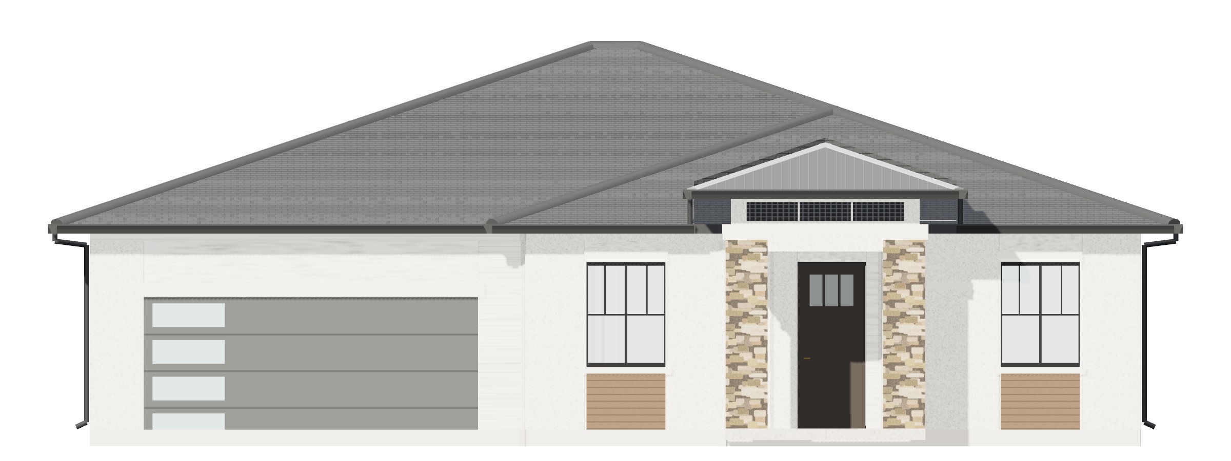 3D model of the front elevation, straight on