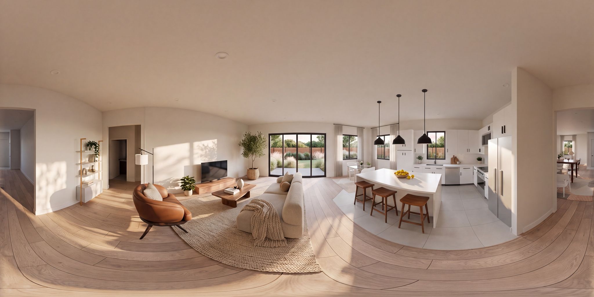 360° interior of the family room, shown flat