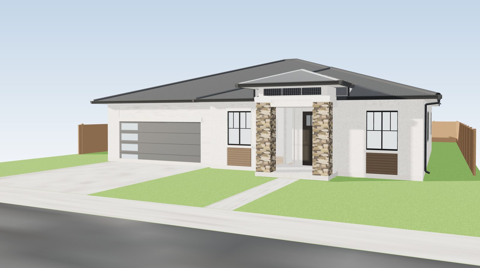 Elevation A, Modern Prairie: the 3D model from the same camera