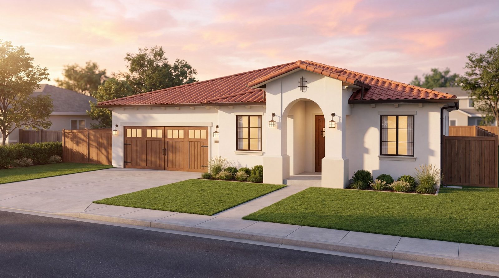 Photoreal street view of Elevation C, Spanish